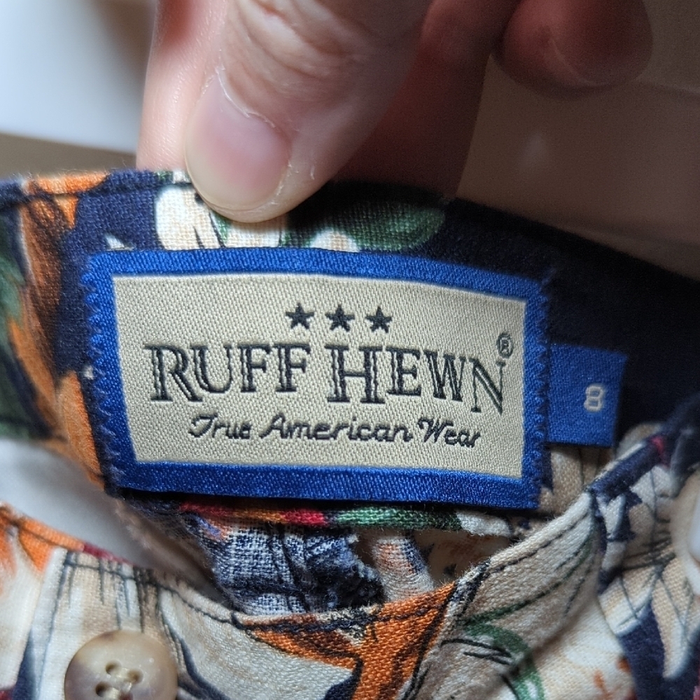 Ruff Hewn Navy Floral Linen-Blend Bermuda Shorts Pleated Vintage Women Size 8 - Picture 2 of 4